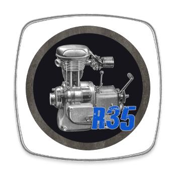 R35 Oldtimer Motorrad - Viereckiger Kühlschrankmagnet - Weiß - Vorne