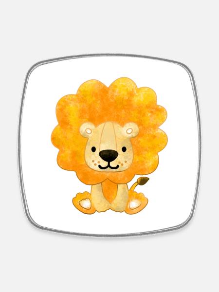 petit lion bébé mignon pour les enfants - Magnet carré - blanc