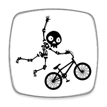 Lustig Totenkopf Fahrrad - Viereckiger Kühlschrankmagnet - Weiß - Vorne