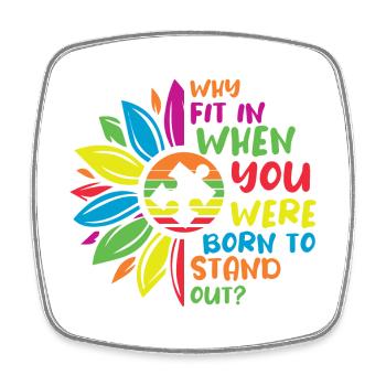 Warum fit in Autism Awareness Flower - Viereckiger Kühlschrankmagnet - Weiß - Vorne