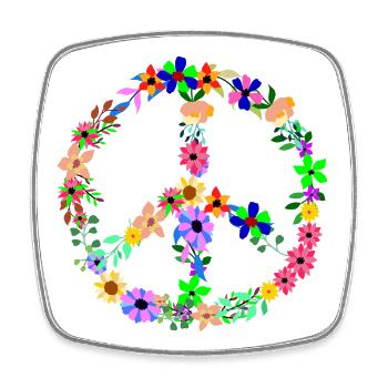 Peace Hippi Flower Power - Viereckiger Kühlschrankmagnet - Weiß - Vorne