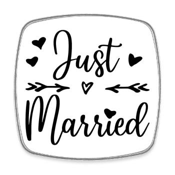 Just married design for men and women - Square fridge magnet - white - Front