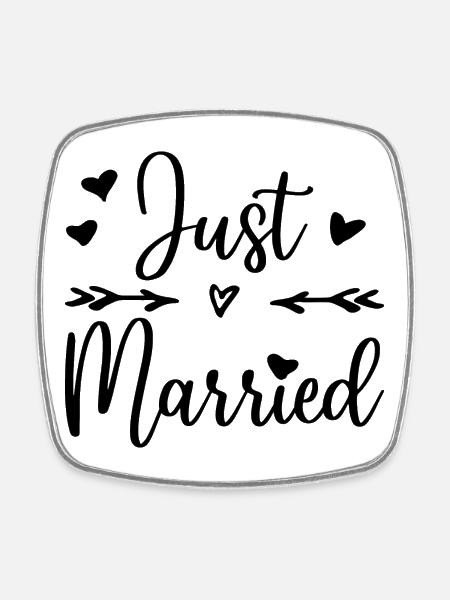 Just Married Design pour homme et femme - Magnet carré - blanc