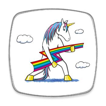 Rainbow Rock – Unicorn with Rainbow Lightning - Square fridge magnet - white - Front