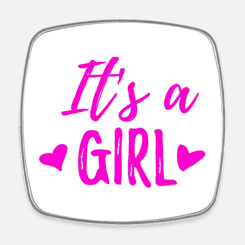 It's a girl - Square fridge magnet - white