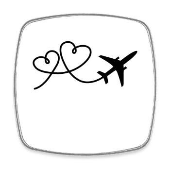 Avion - Magnet carré - blanc - Devant