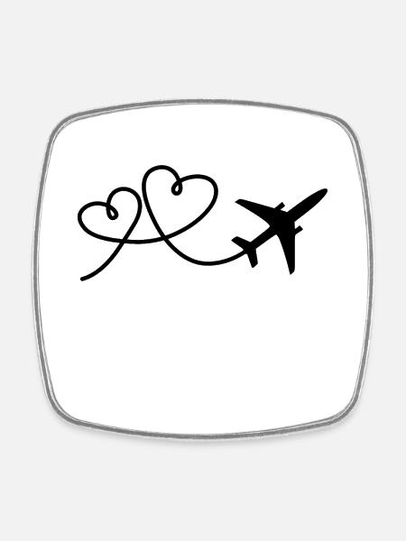 Avion - Magnet carré - blanc