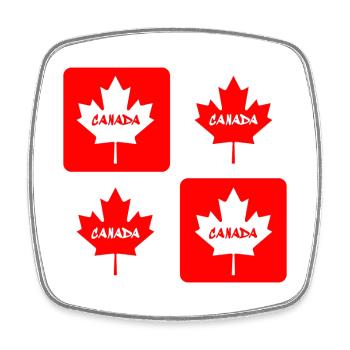 Drapeaux en feuille d'érable du Canada - Magnet carré - blanc - Devant