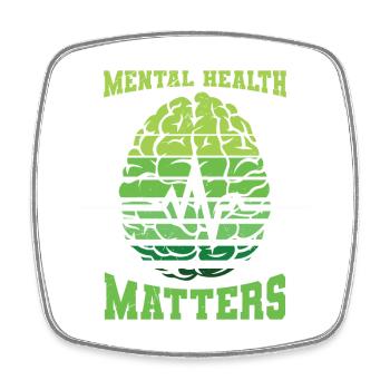 Mental Health Matters Green Brain - Square fridge magnet - white - Front