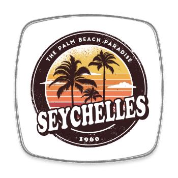 Seychellen Vintage Beach Design / Geschenkidee - Viereckiger Kühlschrankmagnet - Weiß - Vorne