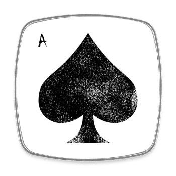 As de pique carte à jouer poker casino - Magnet carré - blanc - Devant