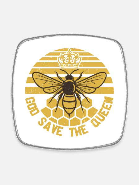 God Save The Queen Beekeeper Honey Bee - Magnet carré - blanc