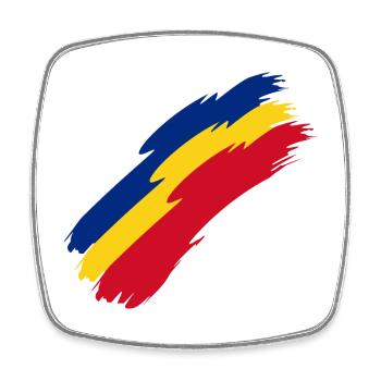 Roumanie drapeau couleurs - Magnet carré - blanc - Devant