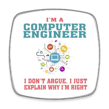 Citation amusante d’ingénierie informatique pour Computer Engi - Magnet carré - blanc - Devant