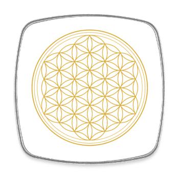 BLUME DES LEBENS (GOLD) - Viereckiger Kühlschrankmagnet - Weiß - Vorne