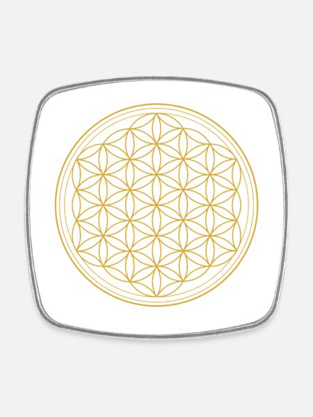 FLOWER OF LIFE (GOLD) - Square fridge magnet - white