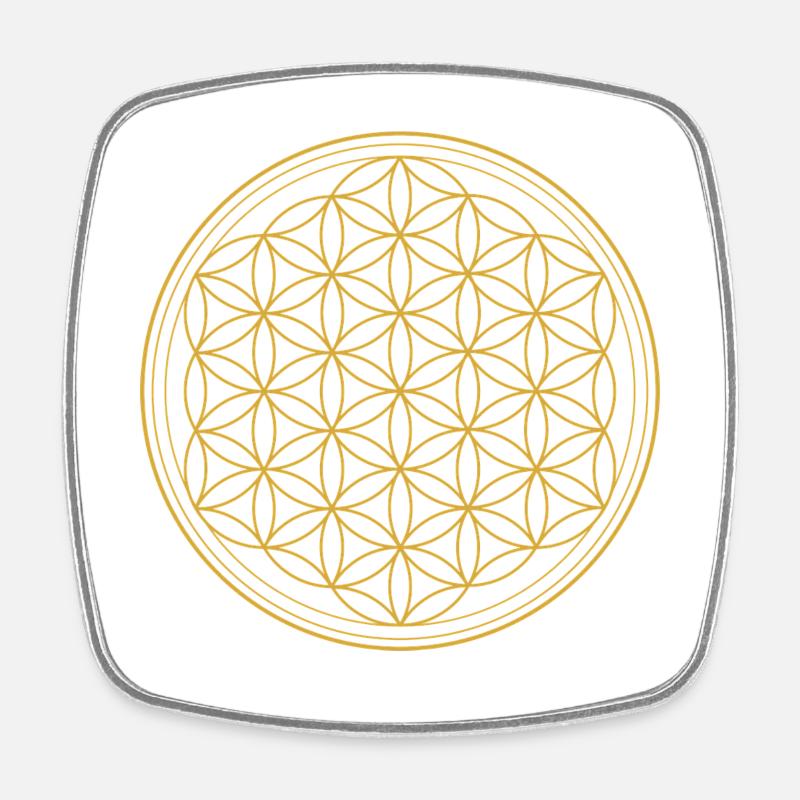 FLEUR DE VIE (OR) - Magnet carré - blanc