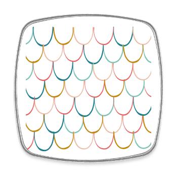 Motif coloré d’écailles de poisson - Magnet carré - blanc - Devant
