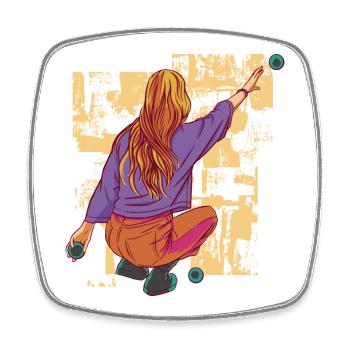 Boule player throws boule ball outfit for boules - Square fridge magnet - white - Front