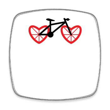 Fahrrad Herz Rad - Viereckiger Kühlschrankmagnet - Weiß - Vorne