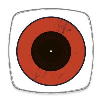 Roter Vinylring mit Grunge-Grooves - Viereckiger Kühlschrankmagnet - Weiß - Vorne