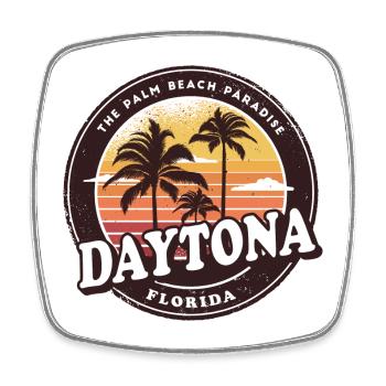 Daytona Florida Vintage Beach Design / Geschenk - Viereckiger Kühlschrankmagnet - Weiß - Vorne