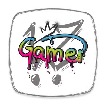 Graffiti Gamer Zocker Gaming - Magnet carré - blanc - Devant