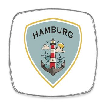 Design de l'écusson Hambourg - Magnet carré - blanc - Devant