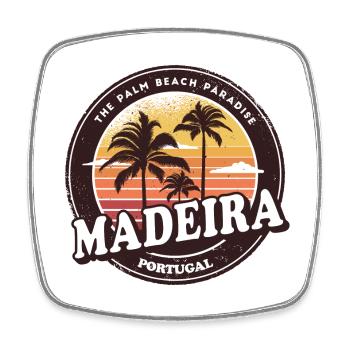 Madeira Portugal Vintage Beach Design - Viereckiger Kühlschrankmagnet - Weiß - Vorne
