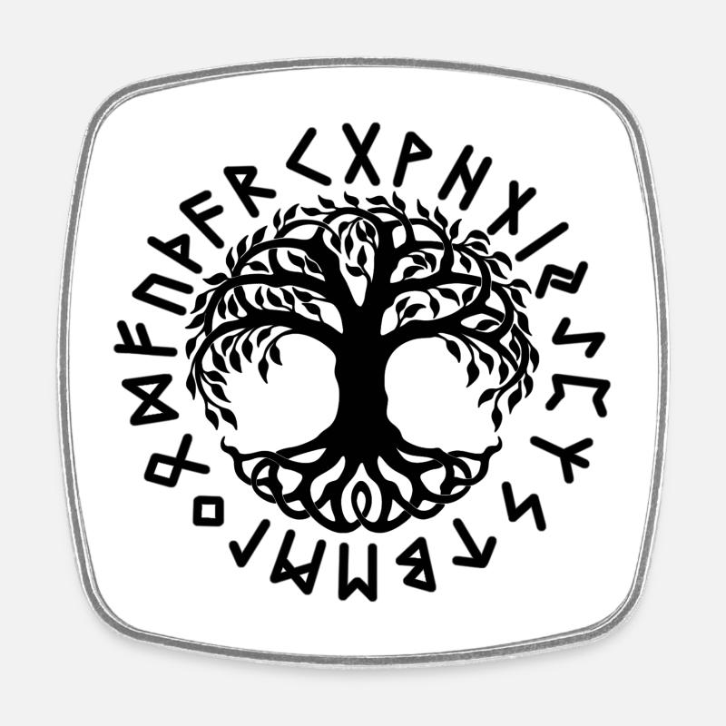 Yggdrasil - Magnet carré - blanc