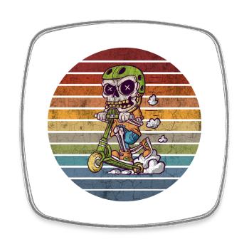 Scooter Totenkopf Vintage Design - Viereckiger Kühlschrankmagnet - Weiß - Vorne