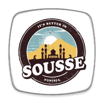 Sousse Tunisia Mosque Design - Square fridge magnet - white - Front