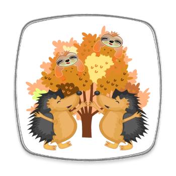HERBST IGEL FAULTIERE - Viereckiger Kühlschrankmagnet - Weiß - Vorne