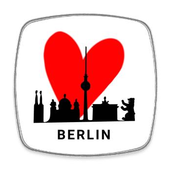 Berliner Herz Skyline Design - Viereckiger Kühlschrankmagnet - Weiß - Vorne