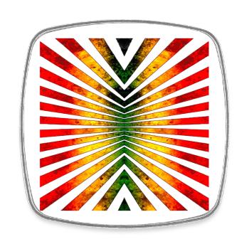 Motif géométrique de rayon de soleil dans les couleurs rasta - Magnet carré - blanc - Devant