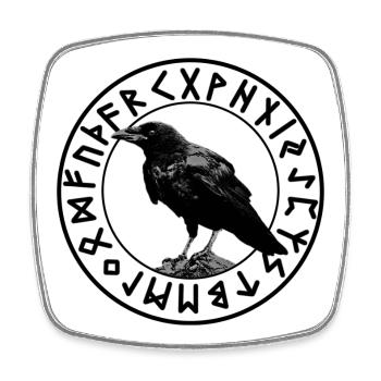 Crow - Square fridge magnet - white - Front