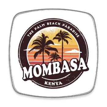 Mombasa Kenia Vintage Beach Design - Viereckiger Kühlschrankmagnet - Weiß - Vorne