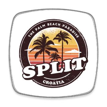 Split Croatia Vintage Beach Design - Square fridge magnet - white - Front