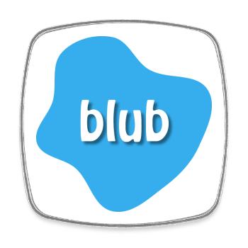 Text "blub" auf blauem Fleck, Klecks - Viereckiger Kühlschrankmagnet - Weiß - Vorne
