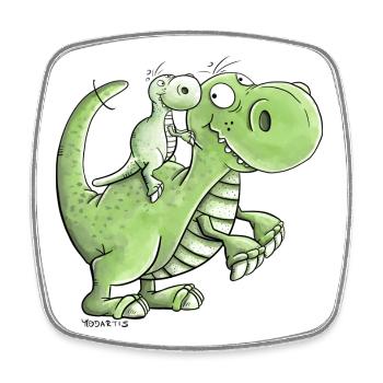 Frères et sœurs Dinosaure I Papa et Fils I Fille - Magnet carré - blanc - Devant