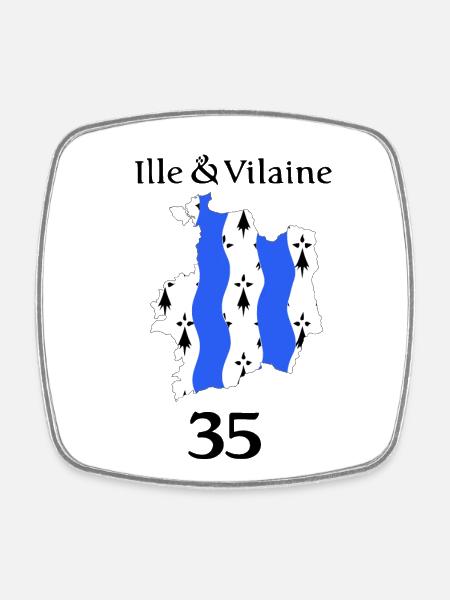 Ille et vilaine - Magnet carré - blanc