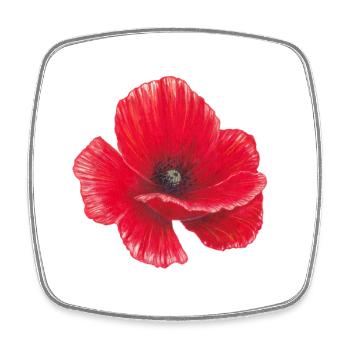Poppy Aquarell Illustration Kunst - Viereckiger Kühlschrankmagnet - Weiß - Vorne