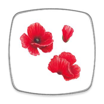Poppy Aquarelle Illustration Art - Magnet carré - blanc - Devant