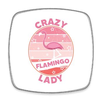 Crazy Flamingo Lady Flamingo Design - Viereckiger Kühlschrankmagnet - Weiß - Vorne