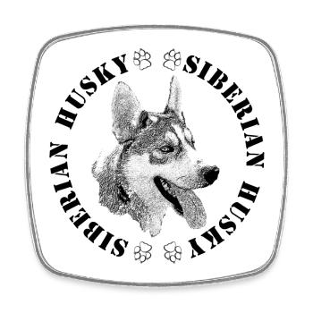 Husky mit Pfotenabdruck - Viereckiger Kühlschrankmagnet - Weiß - Vorne