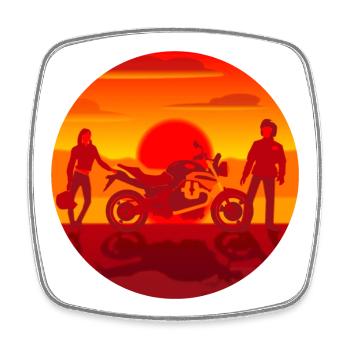 Couple et moto au coucher du soleil - Magnet carré - blanc - Devant