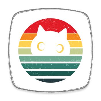 Retro Katze Vintage Katze Katzenliebhaber - Viereckiger Kühlschrankmagnet - Weiß - Vorne