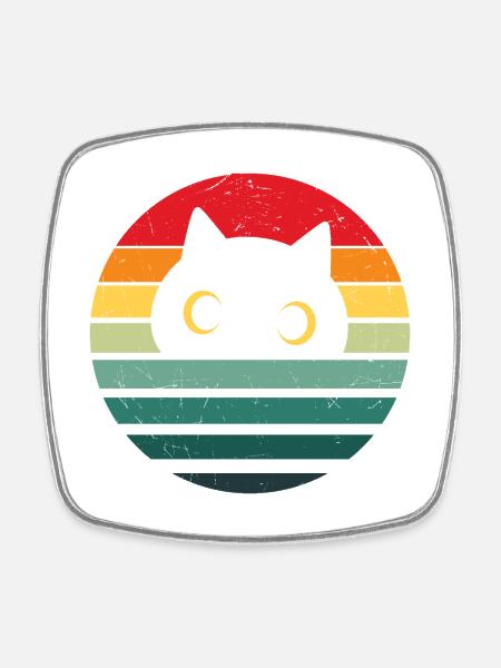 Retro Cat Vintage Cat Miłośnik kotów - Firkantet køleskabsmagnet - hvid