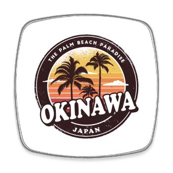 Okinawa Japan Vintage Beach Design - Viereckiger Kühlschrankmagnet - Weiß - Vorne