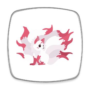 Kitsune Kawaii Illustration de dessin animé pour Ki - Magnet carré - blanc - Devant